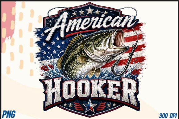 American Hooker Fishing Bass Flag PNG: A Designer's Catch