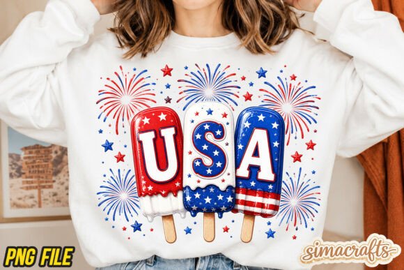 Celebrate with Style: Patriotic USA Popsicle PNG 4th of July
