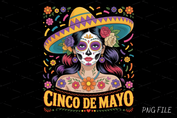 Cinco De Mayo, Floral Sugar Skull PNG: A Celebration in Every Pixel