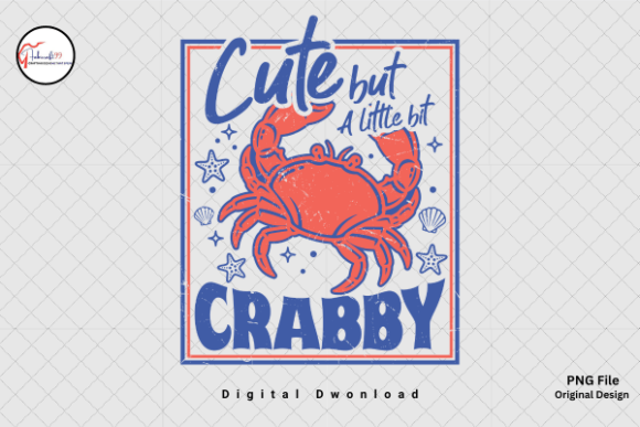 Coastal Summer Beach Funny Crab PNG: Design That Bites Back