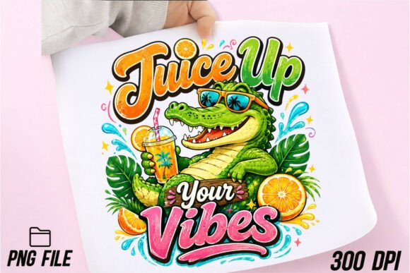 Cute Alligator Relaxing Summer Vibes PNG for Designers