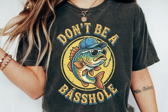 Don't Be a Basshole: A Vintage Fishing Graphic with Attitude