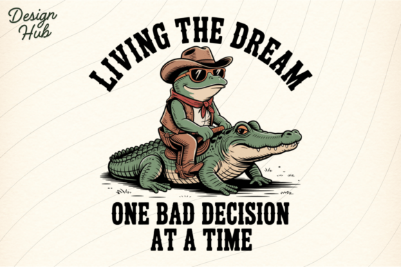 Frog Riding Alligator Funny Shirt PNG: Bold Western Humor