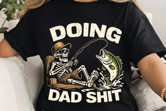 Funny Fishing Dad Skeleton PNG Design: Bold Humor for Apparel