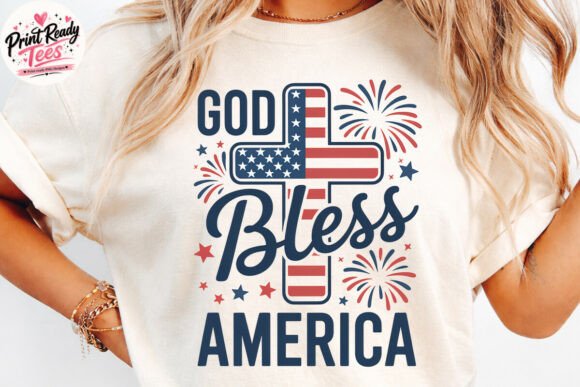 God Bless America Flag Cross PNG: Faith and Patriotism Combined