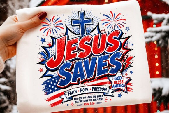 Jesus Saves PNG, Christian 4th of July: Faith & Freedom Design