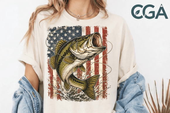 Patriotic American Flag Bass Fishing PNG: Your Go-To Graphic