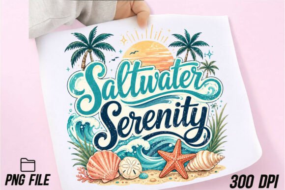 Saltwater Serenity Beach Saying PNG: Your Coastal Design Shortcut