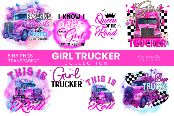 Unleash Creativity with the Girl Trucker Clipart Collection