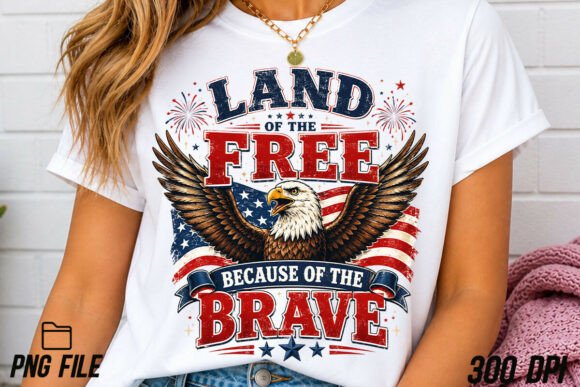 USA 4th of July Eagle Land the Free PNG: A Bold Design Asset
